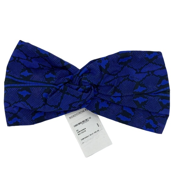 NWT Roberto Cavalli Twisted Snake Print Cotton Headband in Indigo - Picture 2 of 6
